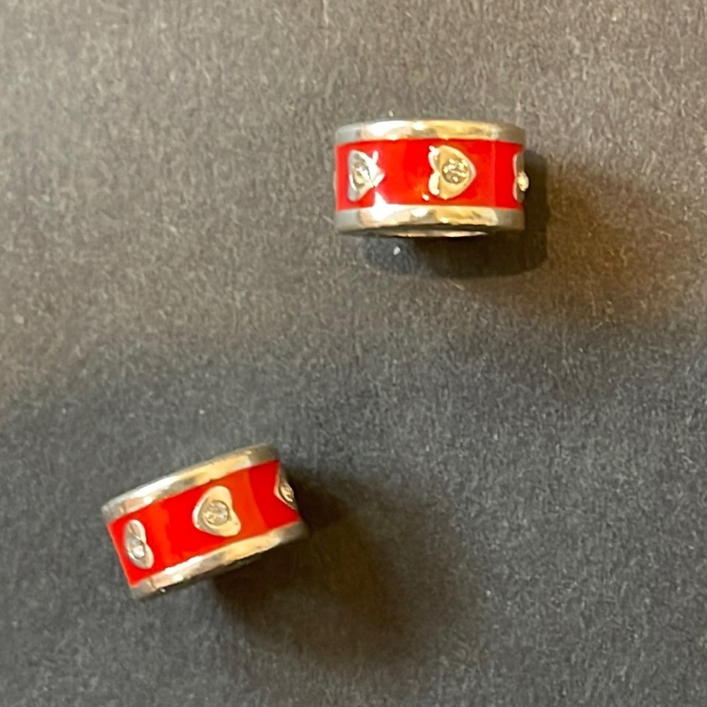 Brighton Red Beads with Silver Hearts (2 beads)